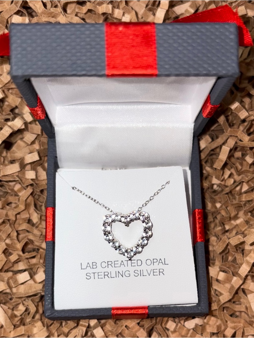 Sterling Silver Lab-Created 
White Sapphire Heart Pendant Necklace